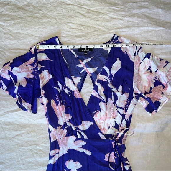 Lulu’s Azalea Regalia Navy Blue Floral Print Wrap Maxi Dress size L - Picture 6 of 7